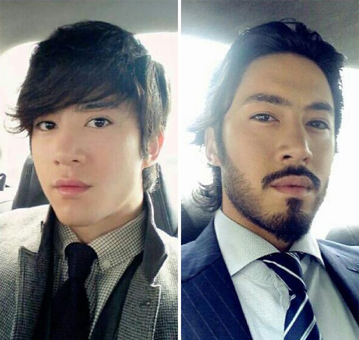 3. Före och efter att ha odlat skägg - från en pojke till en man