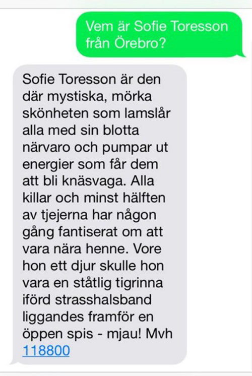 6. Vem är Sofie Toresson från Örebro?