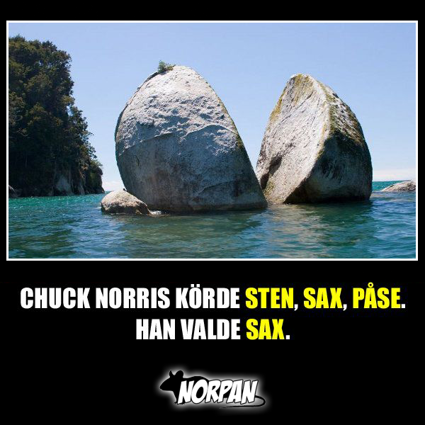 7. Chuck Norris körde sten, sax, påse