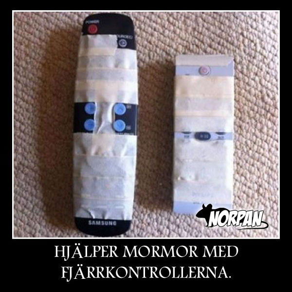 3. Hjälper mormor med fjärrkontrollerna